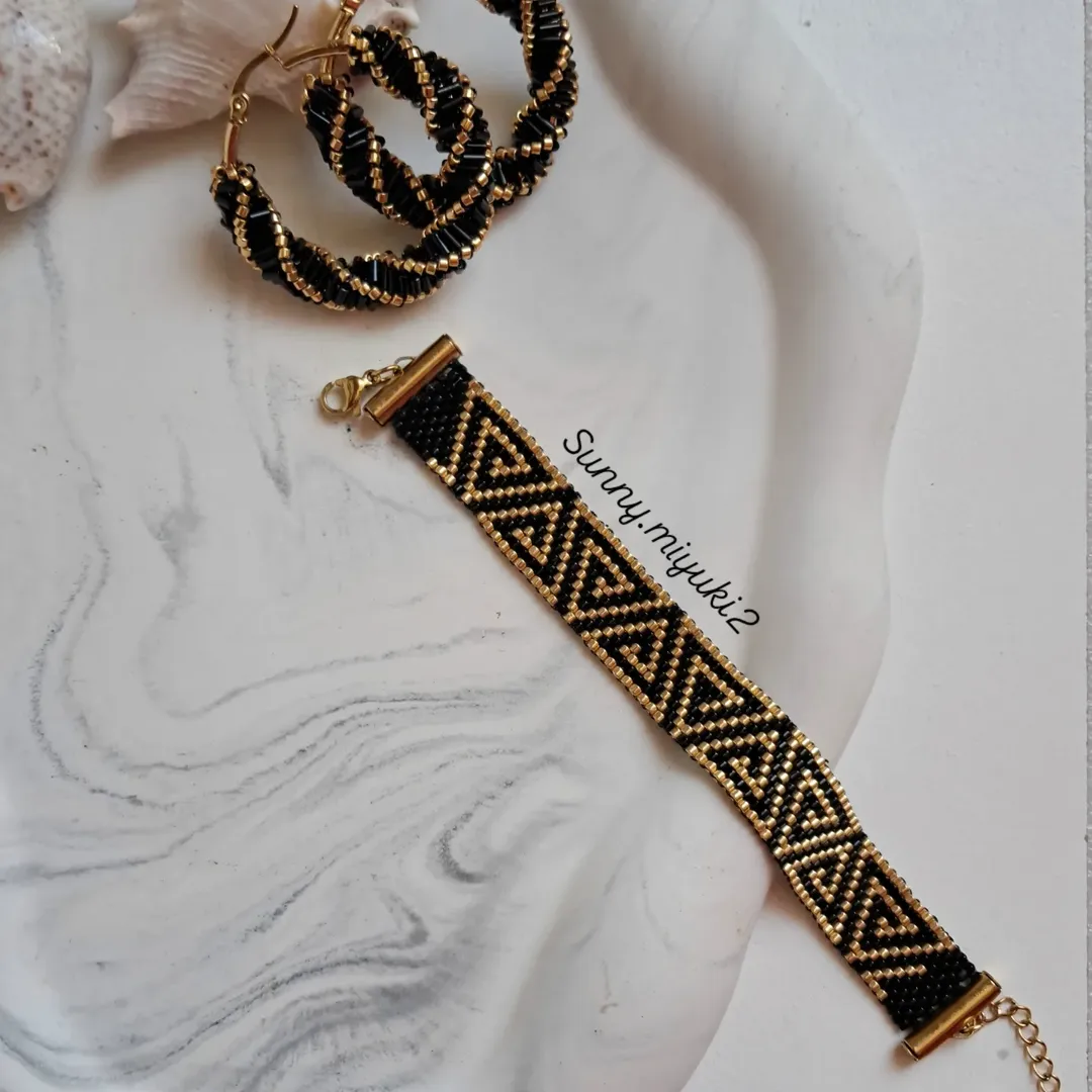 دستبند و گوشواره بافته شده با منجوق های اصل ژاپن