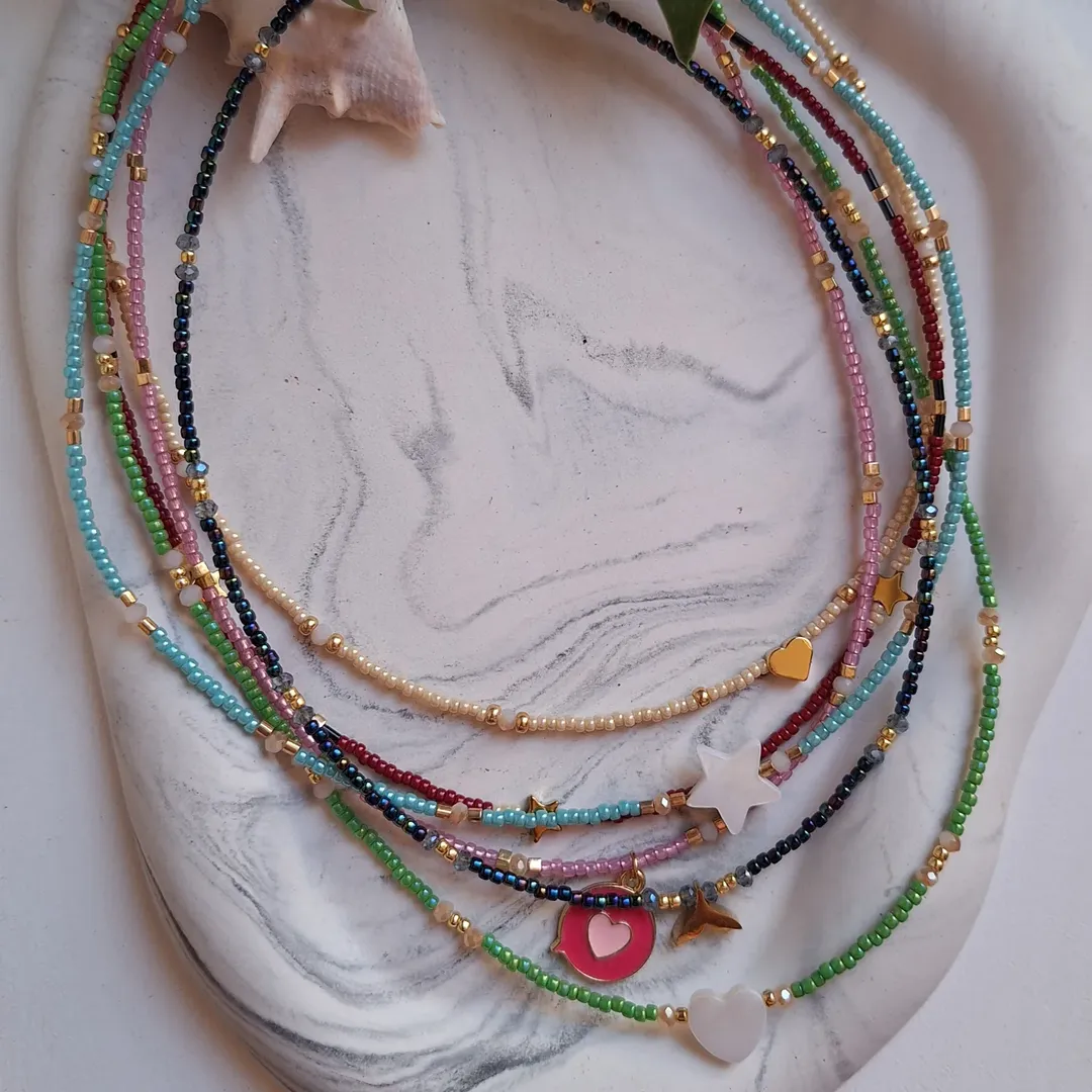 چوکر با منجوق میوکی و کریستال چک